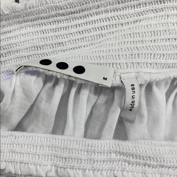 Three Dots Women's Trellis Lace Peasant Top white off shoulder soft stretchy - Picture 10 of 11